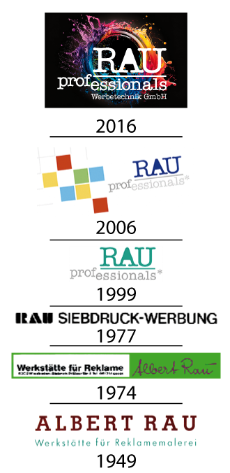 Die Logo-Entwicklung von Rau Professionals über drei Generationen