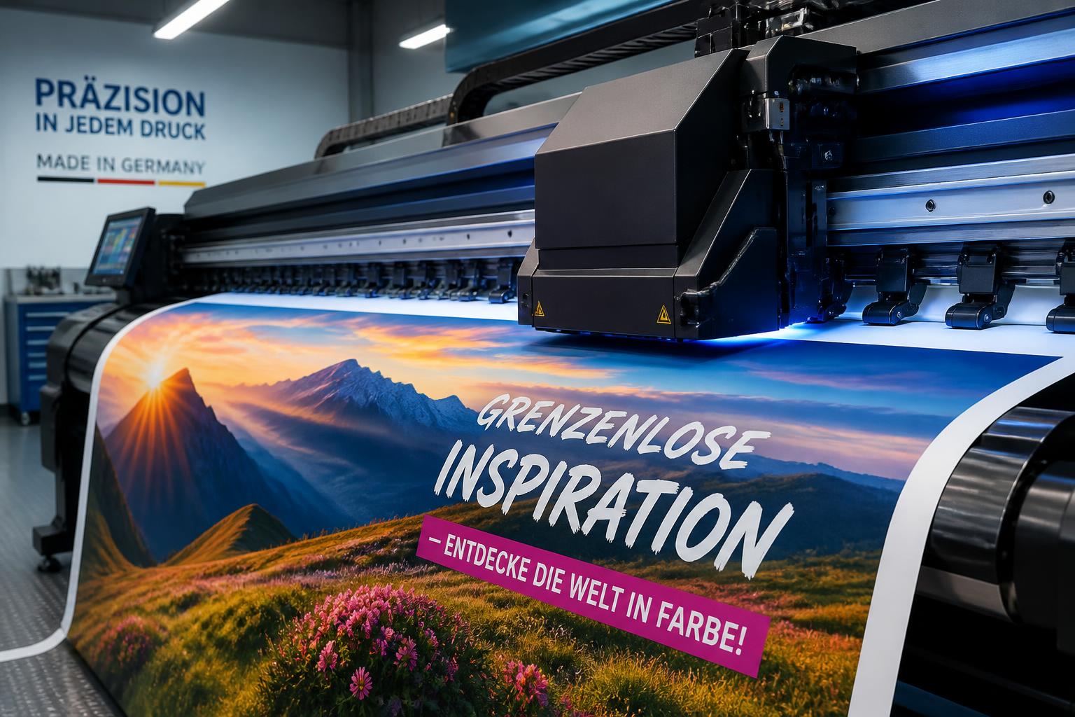 Großformat-Digitaldrucker produziert ein hochauflösendes Werbebanner